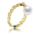 Gold Plated Natural Real Resizable Pearl Ring